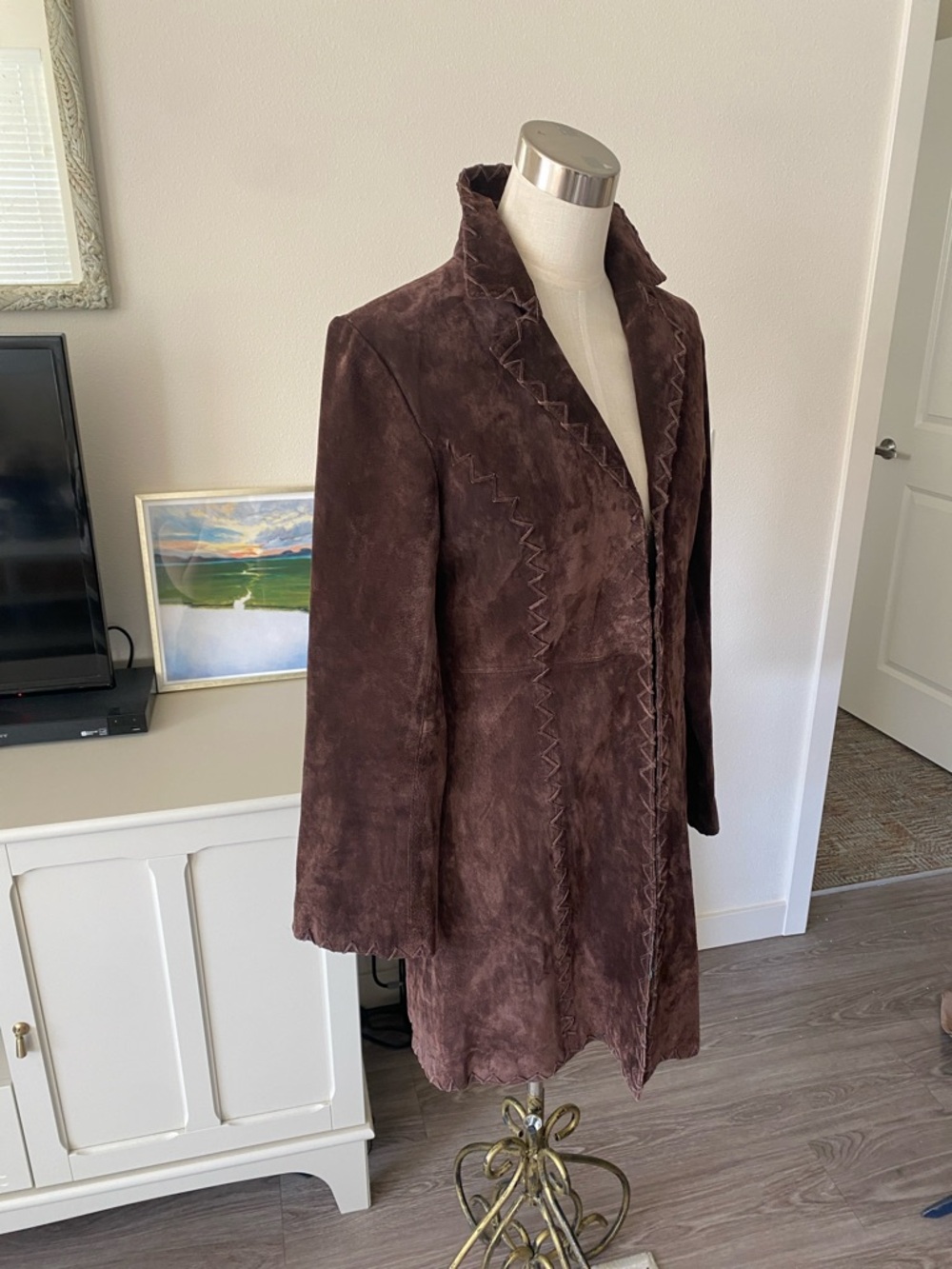 Vintage Y2K Saguaro Whipstitch Leather Coat - Picture 4 of 15